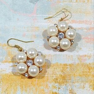 Vintage Flower Faux pearl statement earrings